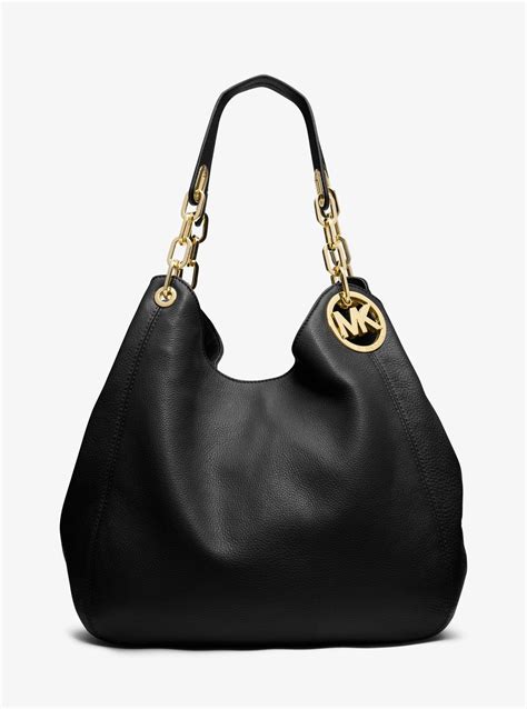 michael kors black leather handbag.